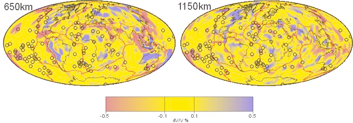 2D depth slices of whole Earth sciemic tomography data.